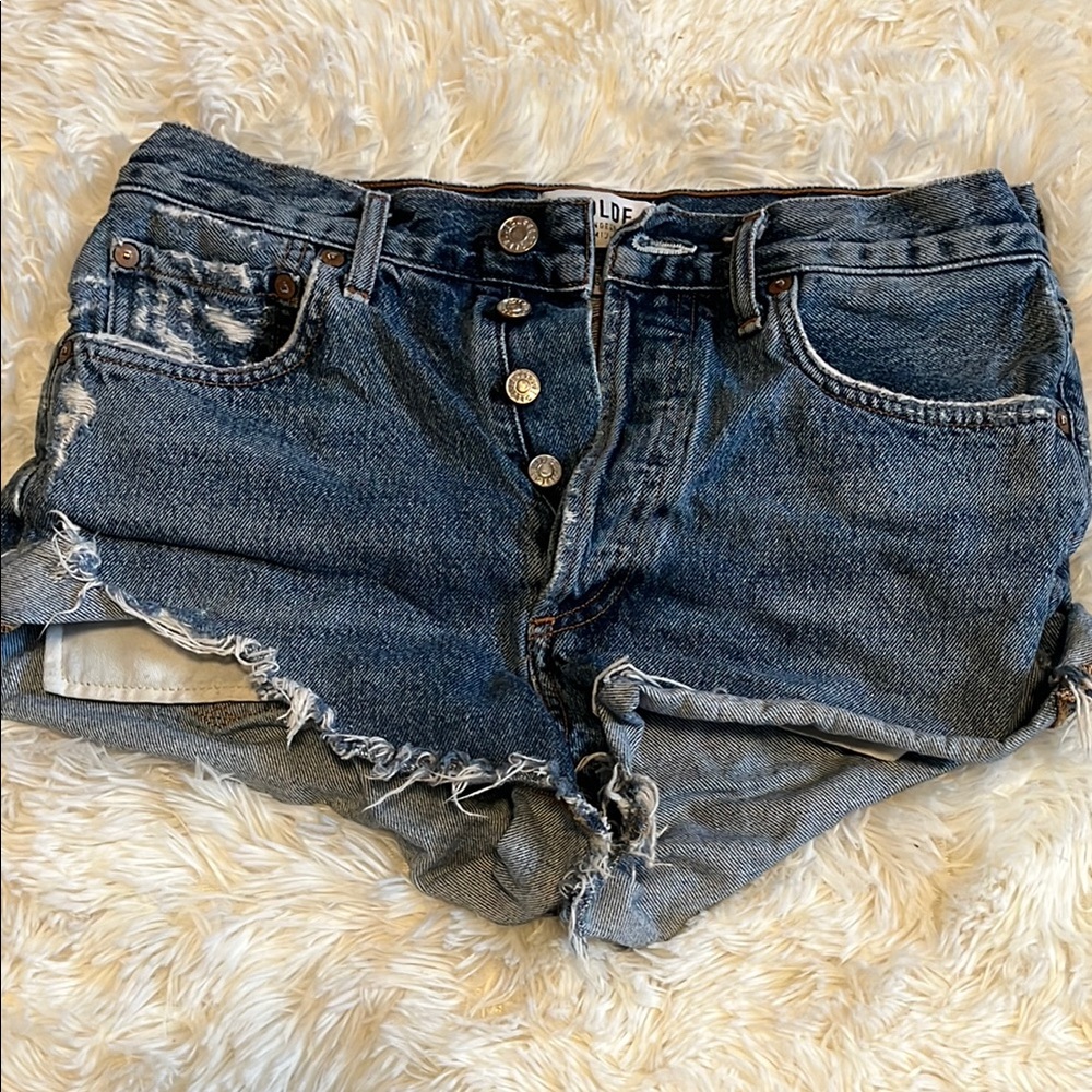 Agolde Blue Distressed Jean Shorts